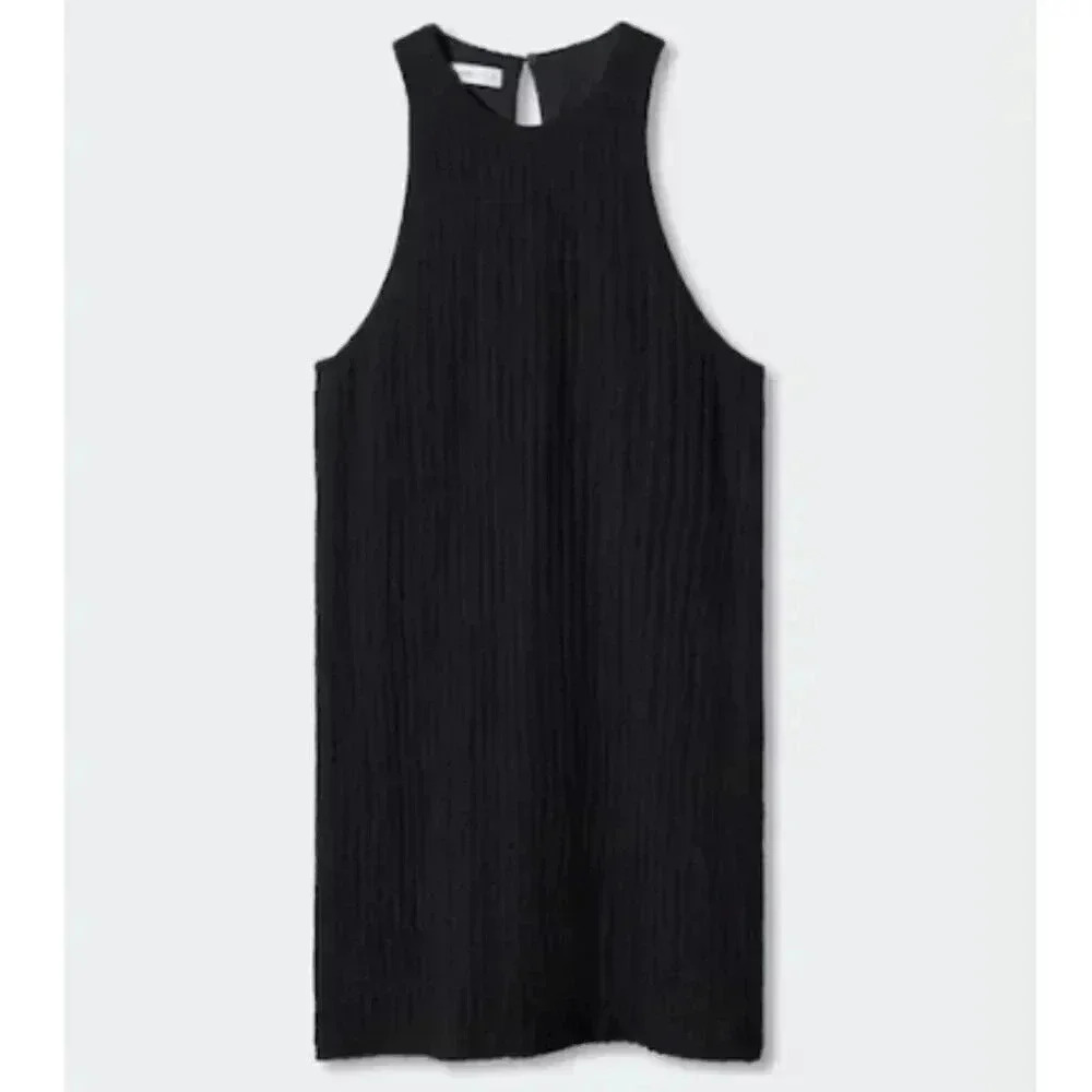 Mango MNG Textured Short‎ Black Dress Sleeveless NWT Size 6